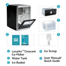 Load image into Gallery viewer, EUHOMY Luna Pro LunaArc™️ Portable Crystal Crescent Ice Maker Countertop – Melts 30 Mins Lower, Rapid Ice Making in 12 Mins, Real-Time Status Visibility