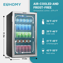 Load image into Gallery viewer, EUHOMY 3.2 Cu.Ft 126 Can Built in &amp; Free Standing Beverage Cooler Wine Cooler