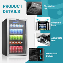 Load image into Gallery viewer, EUHOMY 3.2 Cu.Ft 126 Can Built in &amp; Free Standing Beverage Cooler Wine Cooler