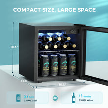 Load image into Gallery viewer, EUHOMY 55 Can Beverage Refrigerator Cooler-Mini Fridge Glass Door (1.3cu.ft) Wine Cooler - Euhomy