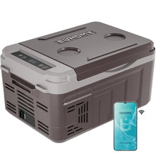 Load image into Gallery viewer, EUHOMY 12V Portable Car Refrigerator, 10L, Single Zone, APP Control, Brown &amp; Gray – Compact Fridge &amp; Freezer for Camping &amp; Travel
