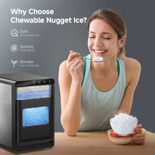 Load image into Gallery viewer, EUHOMY Nugget Ice Maker Countertop, 44Lbs/24H Pebble Ice Maker Machine Includes 2 Bottles of Cleaner - Euhomy