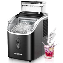 Load image into Gallery viewer, EUHOMY Ice Cube Maker Machine Countertop with External Water Tank, 34Lbs, 16Pcs Ready in 13 Mins, 2 Ways to Add Water, Auto-Cleaning, with Ice Scoop &amp; Basket Includes 2 Bottles of Cleaner - Euhomy