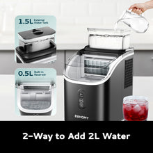 Load image into Gallery viewer, EUHOMY Ice Cube Maker Machine Countertop with External Water Tank, 34Lbs, 16Pcs Ready in 13 Mins, 2 Ways to Add Water, Auto-Cleaning, with Ice Scoop &amp; Basket Includes 2 Bottles of Cleaner - Euhomy