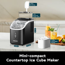 Load image into Gallery viewer, EUHOMY Ice Cube Maker Machine Countertop with External Water Tank, 34Lbs, 16Pcs Ready in 13 Mins, 2 Ways to Add Water, Auto-Cleaning, with Ice Scoop &amp; Basket Includes 2 Bottles of Cleaner - Euhomy