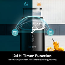 Load image into Gallery viewer, EUHOMY Ice Cube Maker Machine Countertop with External Water Tank, 34Lbs, 16Pcs Ready in 13 Mins, 2 Ways to Add Water, Auto-Cleaning, with Ice Scoop &amp; Basket Includes 2 Bottles of Cleaner - Euhomy